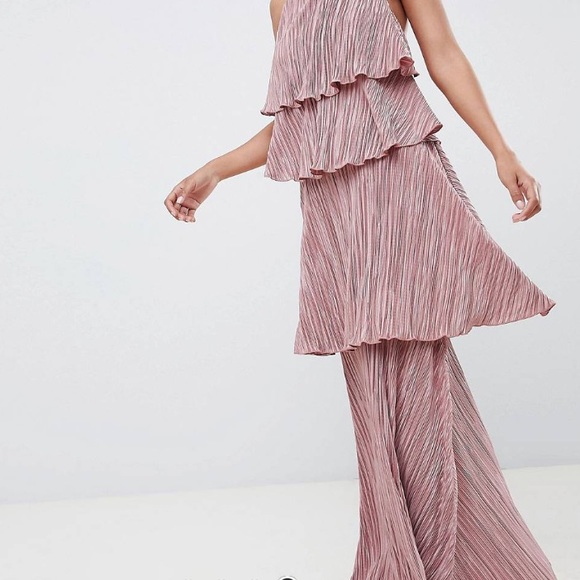 open lace back dress Rent Asos Edition Blouson Sleeve Floral Embroidered Maxi Dress With Open  Back In Light Pink main image 0